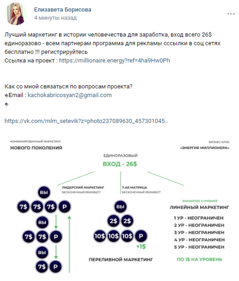 Публикация постов с реферальной ссылкой