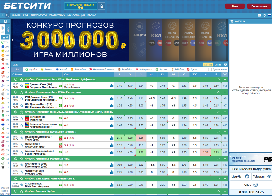 БетСити конкурс прогнозов