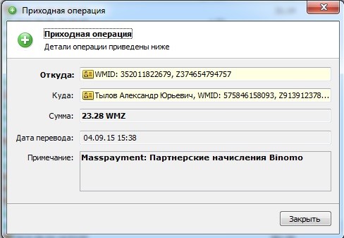 Партнерская программа Binpartner