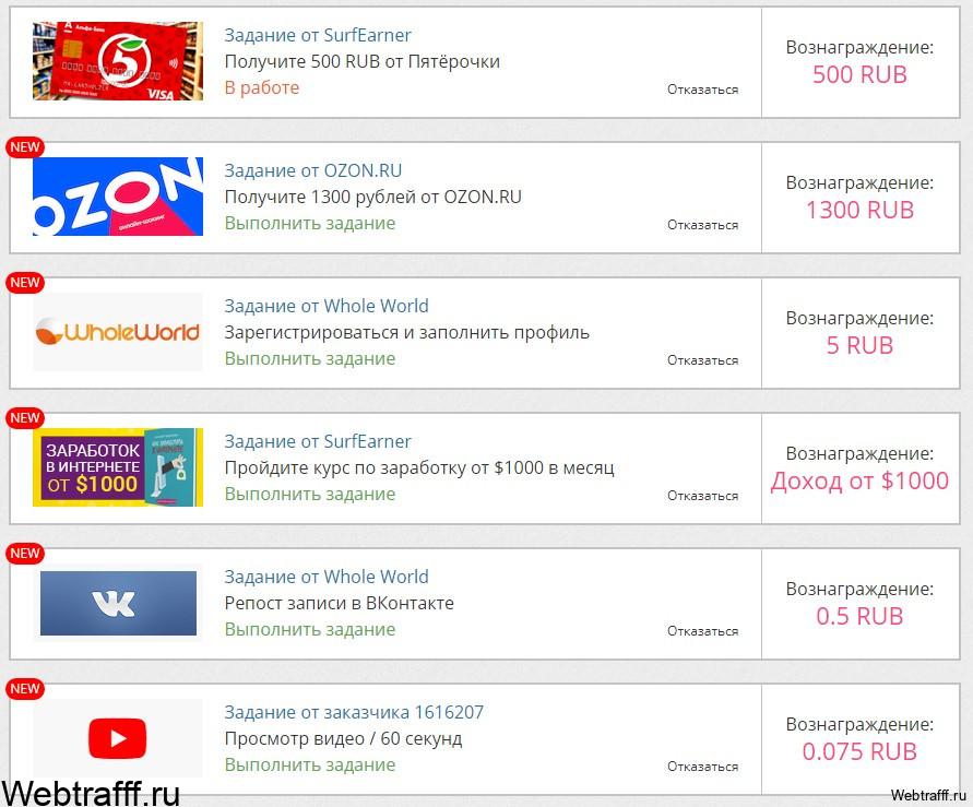 Surfearner заработок