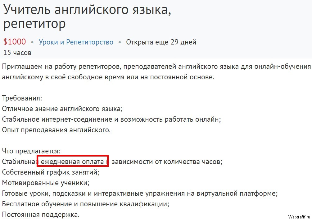 Интернет работа на дому с ежедневной оплатой