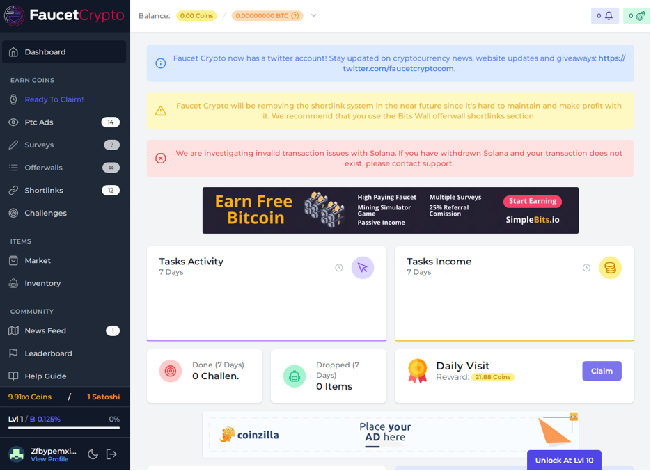 Faucetcrypto кран для сбора DOGE