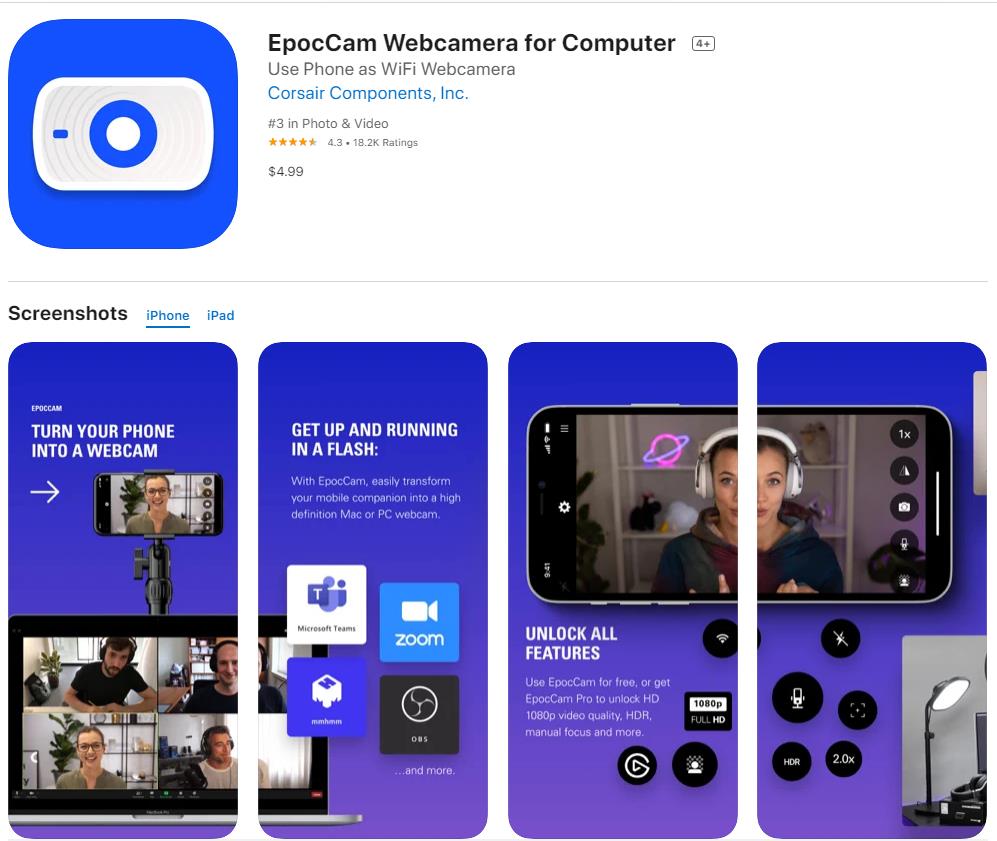 EpocCam приложение