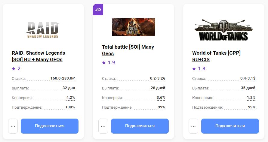 партнерские программы игр
