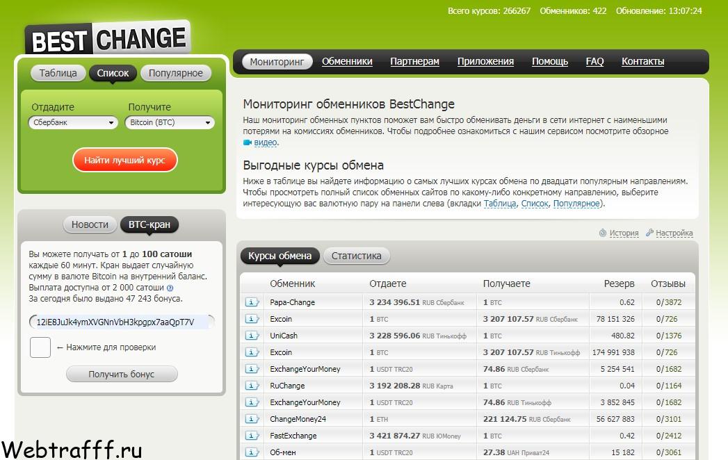 мониторинг обменников Bestchange