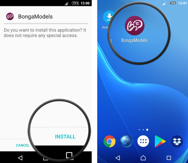 BongaModels Mobile App установить на телефон